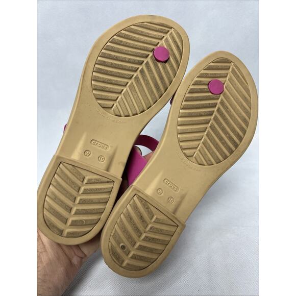 Crocs Tulum Womens Sz 10 Strappy Toe Post Comfort Sandals Thong Shoes Pink - Picture 8 of 9
